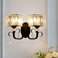 Frendorf | 1/2-Glühbirne Metall Wandleuchte zeitgenössisch schwarze geschwungene Arm Flur wandmontierte Lampe