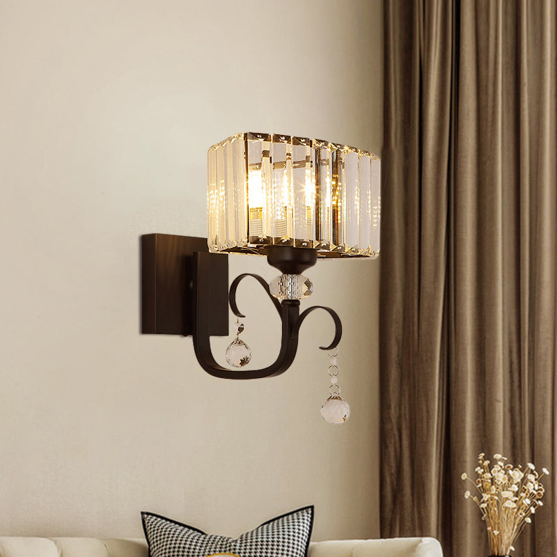 Frendorf | 1/2-Glühbirne Metall Wandleuchte zeitgenössisch schwarze geschwungene Arm Flur wandmontierte Lampe