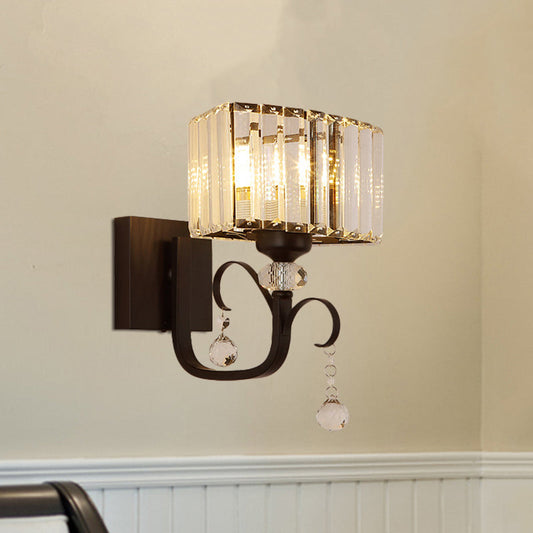 Frendorf | 1/2-Glühbirne Metall Wandleuchte zeitgenössisch schwarze geschwungene Arm Flur wandmontierte Lampe