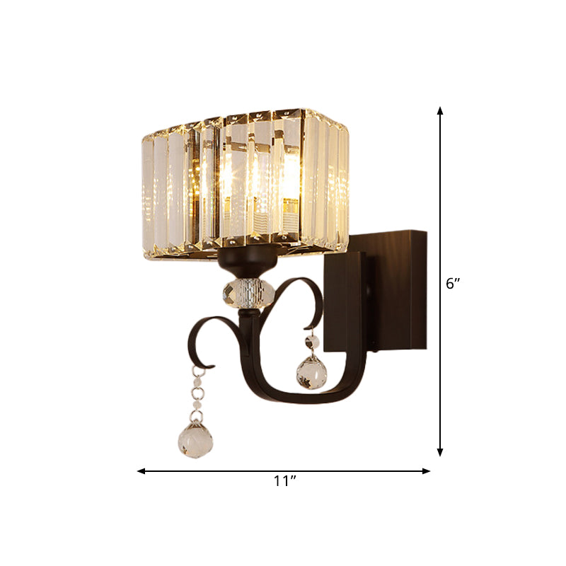 Frendorf | 1/2-Glühbirne Metall Wandleuchte zeitgenössisch schwarze geschwungene Arm Flur wandmontierte Lampe