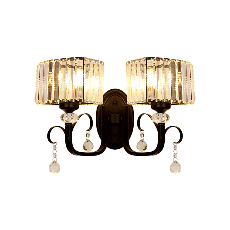 Frendorf | 1/2-Glühbirne Metall Wandleuchte zeitgenössisch schwarze geschwungene Arm Flur wandmontierte Lampe