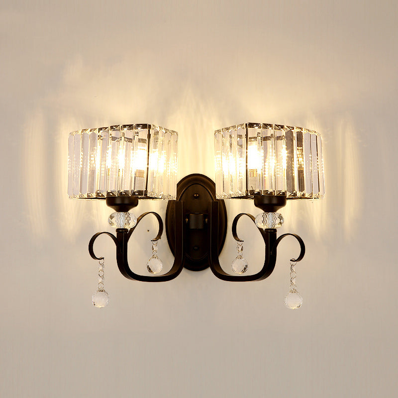 Frendorf | 1/2-Glühbirne Metall Wandleuchte zeitgenössisch schwarze geschwungene Arm Flur wandmontierte Lampe