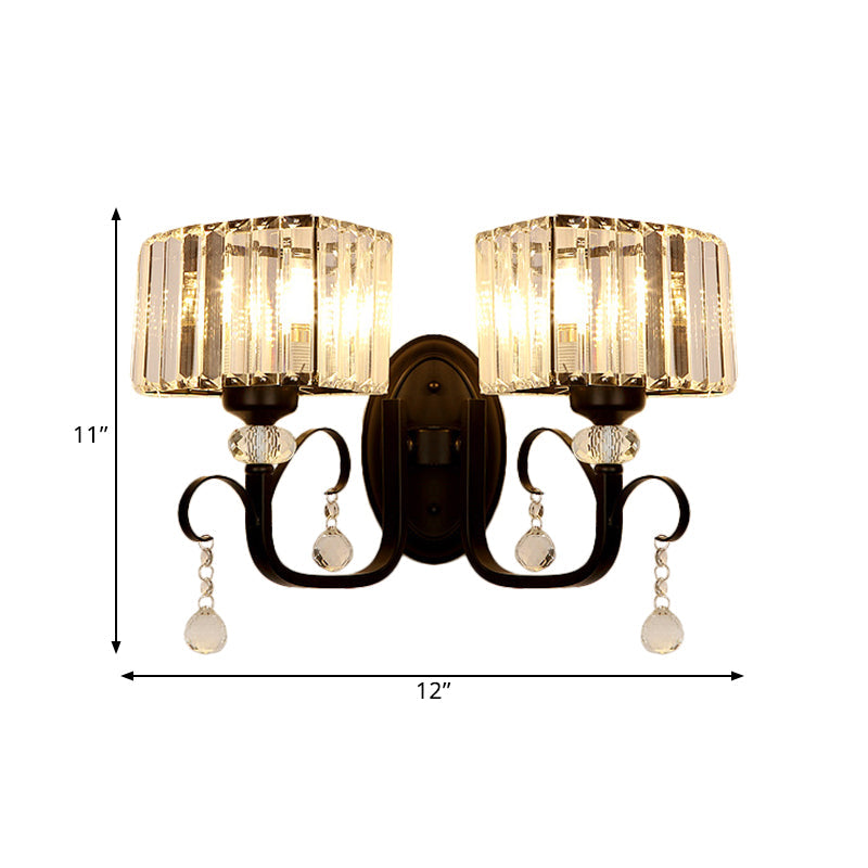 Frendorf | 1/2-Glühbirne Metall Wandleuchte zeitgenössisch schwarze geschwungene Arm Flur wandmontierte Lampe