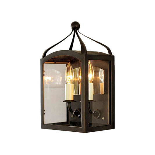Frendorf | Alter Messing Kerzen Wandlampe mit Metallkäfigschirm 2 Lichter Vintage Wandlicht für Flur