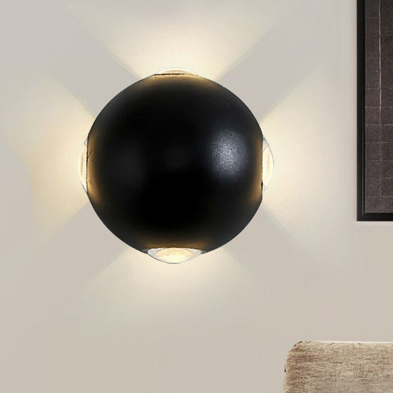 Kreisförmige schwarze wandmontierte Beleuchtung modernes Metall 4-LED Wandlicht Gestell in warm/weiß für den Außenbereich