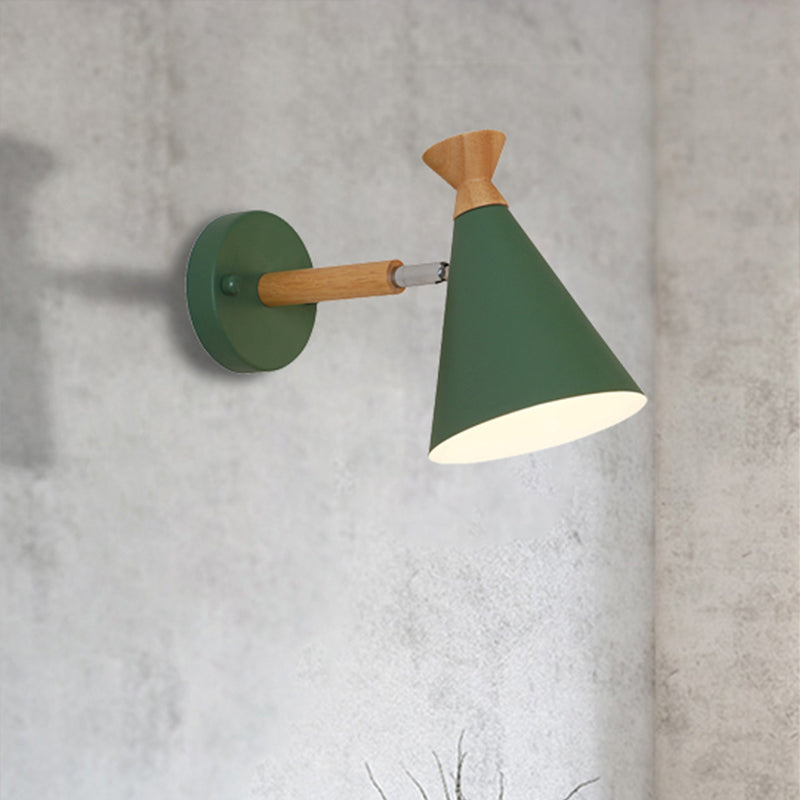 Metall Kegel Schirm Wandlampe Nordischer Stil Drehbar 1 Licht Nachttisch Leseleuchte in Blau/Grün/Grau/Weiß
