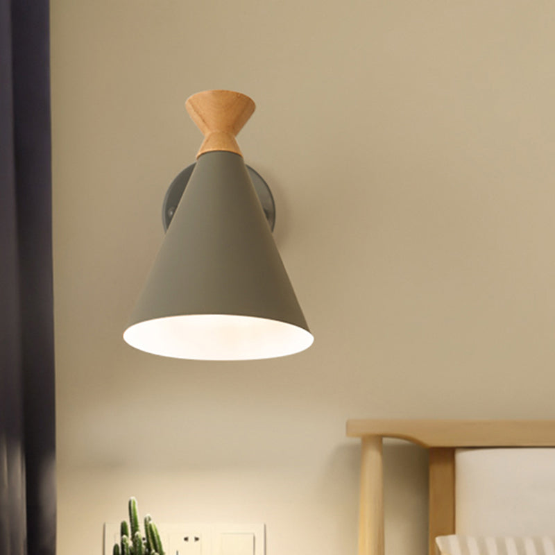 Metall Kegel Schirm Wandlampe Nordischer Stil Drehbar 1 Licht Nachttisch Leseleuchte in Blau/Grün/Grau/Weiß