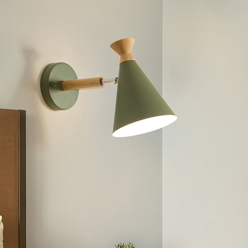 Metall Kegel Schirm Wandlampe Nordischer Stil Drehbar 1 Licht Nachttisch Leseleuchte in Blau/Grün/Grau/Weiß