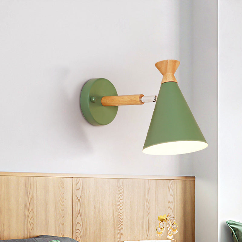 Metall Kegel Schirm Wandlampe Nordischer Stil Drehbar 1 Licht Nachttisch Leseleuchte in Blau/Grün/Grau/Weiß