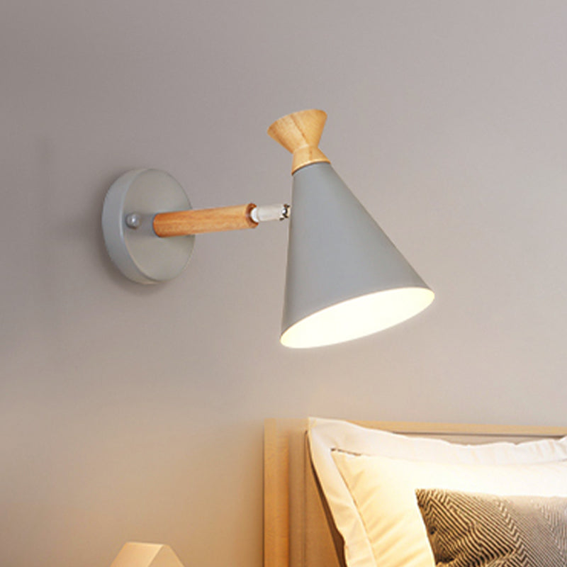 Metall Kegel Schirm Wandlampe Nordischer Stil Drehbar 1 Licht Nachttisch Leseleuchte in Blau/Grün/Grau/Weiß