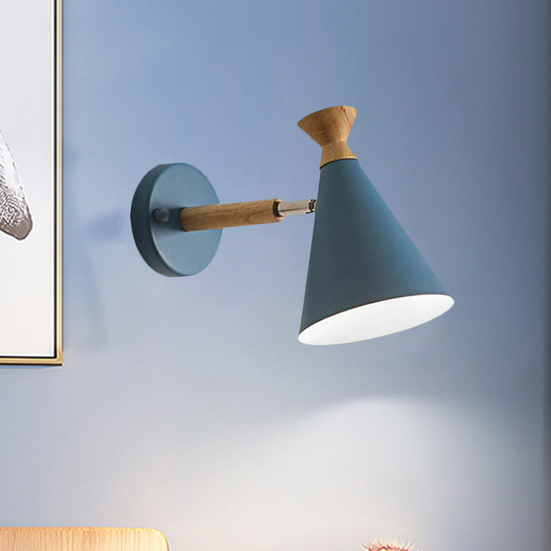 Metall Kegel Schirm Wandlampe Nordischer Stil Drehbar 1 Licht Nachttisch Leseleuchte in Blau/Grün/Grau/Weiß