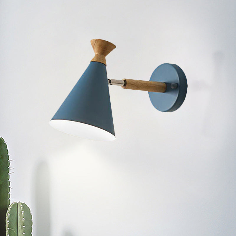 Metall Kegel Schirm Wandlampe Nordischer Stil Drehbar 1 Licht Nachttisch Leseleuchte in Blau/Grün/Grau/Weiß