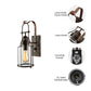 Frendorf | Zylinder klare Glas Wandmontierte Lampe Industrie Einzelne Glühbirne Wohnzimmer Wandleuchte in Schwarz/Weiß/Rost mit Käfig