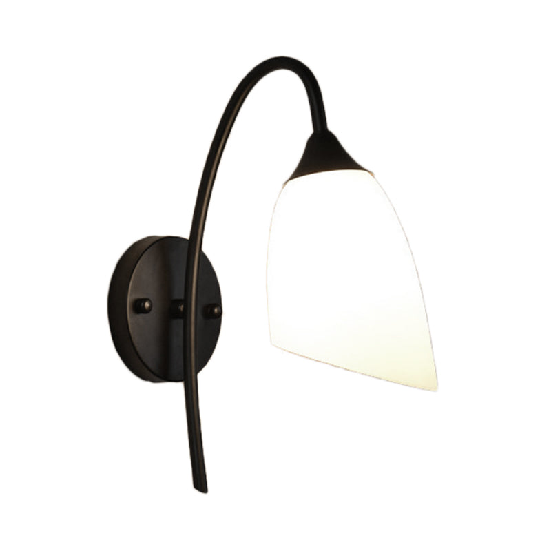Frendorf | 1 Glühbirne Winkel Shade Wandmontierte Licht Fixture Modern Schwarz/Gold Milchglas Beleuchtung für Schlafzimmer