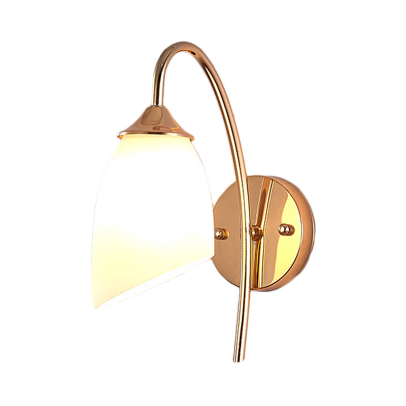 Frendorf | 1 Glühbirne Winkel Shade Wandmontierte Licht Fixture Modern Schwarz/Gold Milchglas Beleuchtung für Schlafzimmer