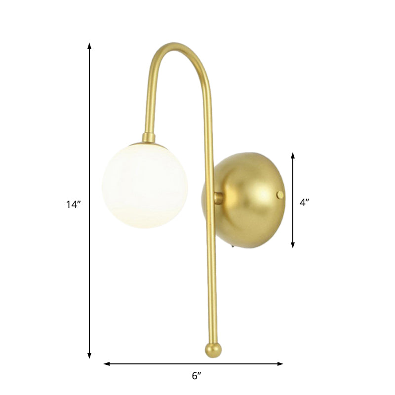 1 Glühbirne Globe Wandmontierte Lichtvorrichtung Modernes Gold Opalglas Beleuchtung für Wohnzimmer