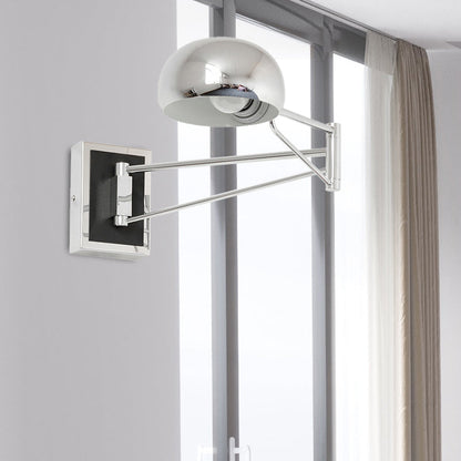 Frendorf | Retro Bowl Wandlamp Sconces 1 Licht Metallic Wandmontagearmatuur met Draaibeugel in Chroom voor Nachtkastje