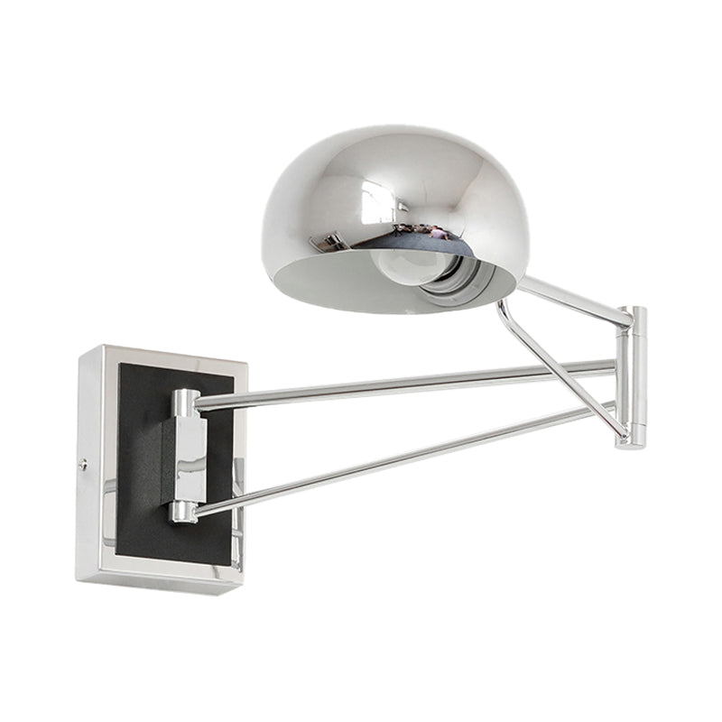 Frendorf | Retro Bowl Wandlamp Sconces 1 Licht Metallic Wandmontagearmatuur met Draaibeugel in Chroom voor Nachtkastje