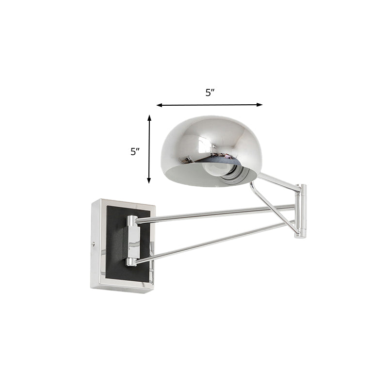 Frendorf | Retro Bowl Wandlamp Sconces 1 Licht Metallic Wandmontagearmatuur met Draaibeugel in Chroom voor Nachtkastje