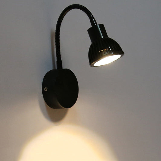 Frendorf | Industrieller Stil Schalenform Wandlampe Metall 1 Licht verstellbarer Arm in Schwarz