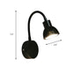 Frendorf | Industrieller Stil Schalenform Wandlampe Metall 1 Licht verstellbarer Arm in Schwarz