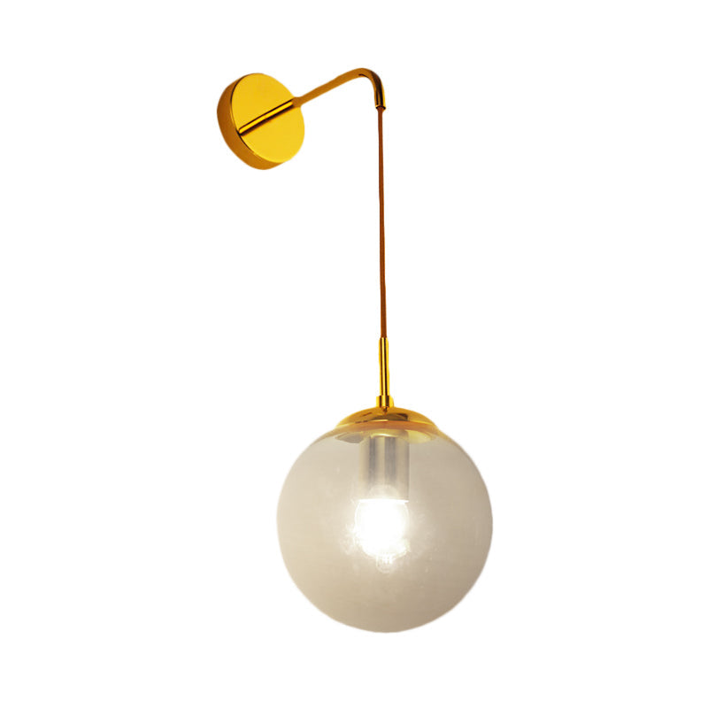 Frendorf | 1 Licht Globus Wandlamp Lichtarmatuur Industriel Amber Glas Wandlamp in Zwart/Brass voor Woonkamer