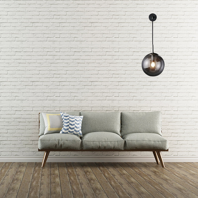 Frendorf | Moderne Sferische Wandlamp 1 Peertje Rookglas Wandlicht in Zwart/Messing voor de Woonkamer, 8"/10"