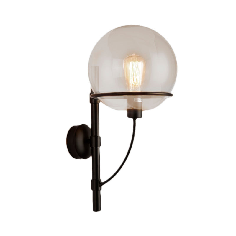 Frendorf | 1 Licht Globus Wandlamp Lichtarmatuur Industrieel Zwart Helderd Glas Wandlamp voor Koffie Shop