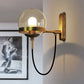 Frendorf | Zwarte/gouden Globe Wandverlichting Moderne Duidelijk/Matglas 1 Licht Woonkamer Wandlamp Fixture