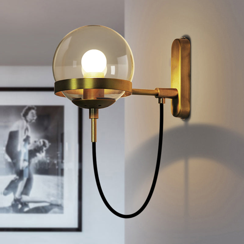 Frendorf | Zwarte/gouden Globe Wandverlichting Moderne Duidelijk/Matglas 1 Licht Woonkamer Wandlamp Fixture