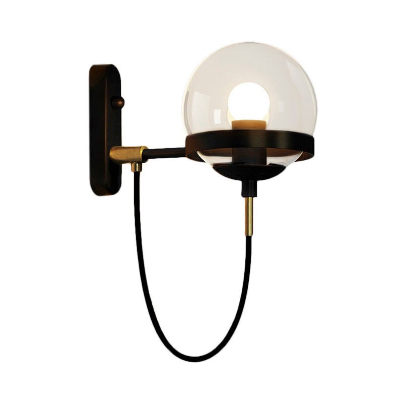 Frendorf | Zwarte/gouden Globe Wandverlichting Moderne Duidelijk/Matglas 1 Licht Woonkamer Wandlamp Fixture