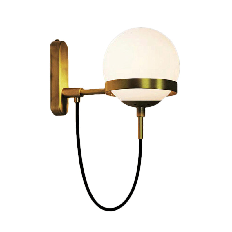 Frendorf | Zwarte/gouden Globe Wandverlichting Moderne Duidelijk/Matglas 1 Licht Woonkamer Wandlamp Fixture