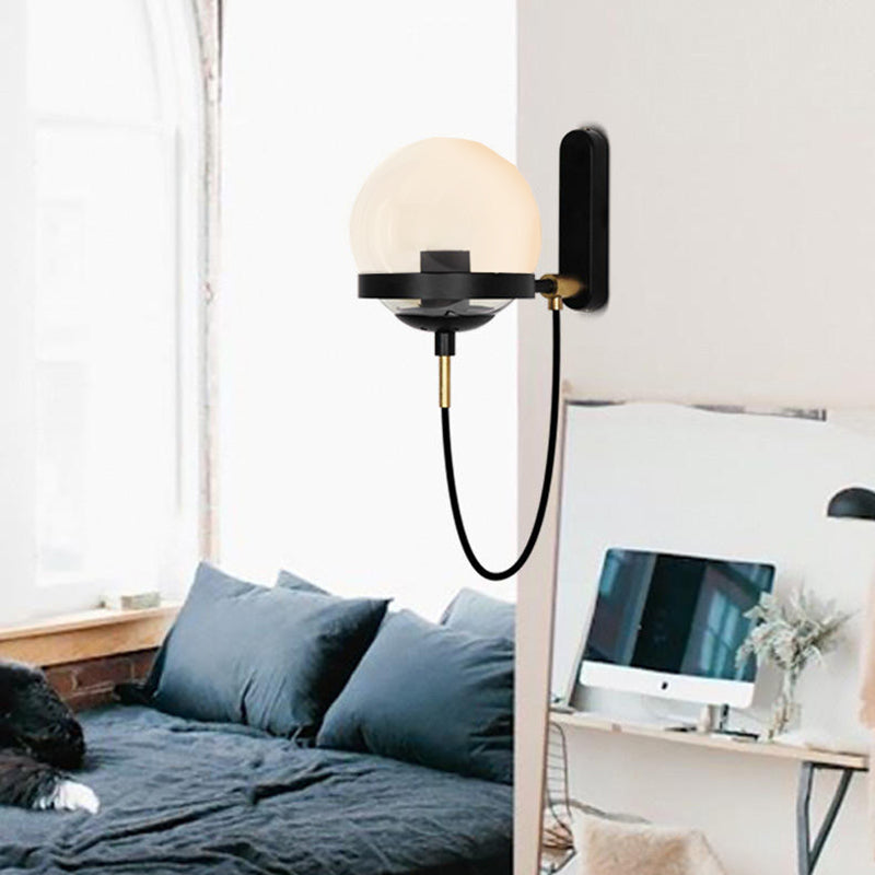 Frendorf | Zwarte/gouden Globe Wandverlichting Moderne Duidelijk/Matglas 1 Licht Woonkamer Wandlamp Fixture