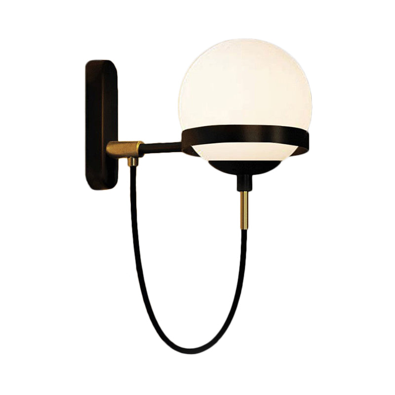 Frendorf | Zwarte/gouden Globe Wandverlichting Moderne Duidelijk/Matglas 1 Licht Woonkamer Wandlamp Fixture