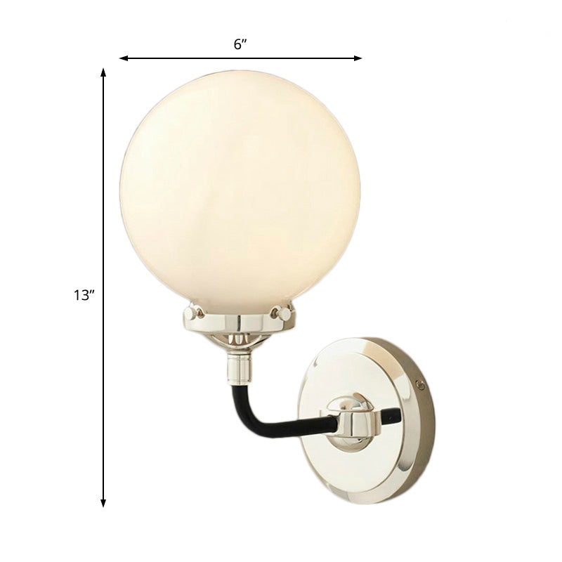 Frendorf | Moderne Globe Shade Wandlamp Fixture 1/2-Bulb Opal Glas Sconcelicht in Antiek Messing/Chroom