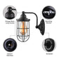 Frendorf | Industriële draadkooi wandverlichting 1/2-lamp heldere glazen wandlamp in zwart voor trap.