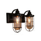 Frendorf | Industriële draadkooi wandverlichting 1/2-lamp heldere glazen wandlamp in zwart voor trap.