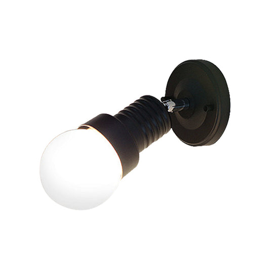 Frendorf | Schwarz/Weiß Mini Wandleuchte Sconce Industriestil Metallisch 1 Licht Schlafzimmer drehbare Wandmontageleuchte mit freiliegender Glühbirne