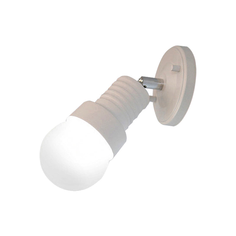 Frendorf | Schwarz/Weiß Mini Wandleuchte Sconce Industriestil Metallisch 1 Licht Schlafzimmer drehbare Wandmontageleuchte mit freiliegender Glühbirne