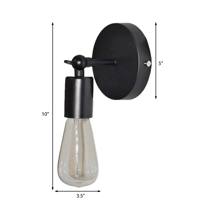 Frendorf | 1 Licht Winkel Sconces Verlichting met Blootgestelde Gloeilamp Industriële Zwart Metalen Wandverlichting voor Woonkamer
