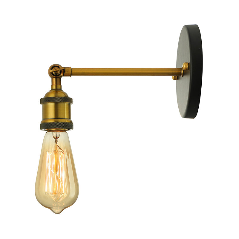 Frendorf | Schwarz/Messing-Finish 1 Kopf Wandlampe Industrieller Metall Mini Wandleuchte mit Nackte Glühbirne für Schlafzimmer