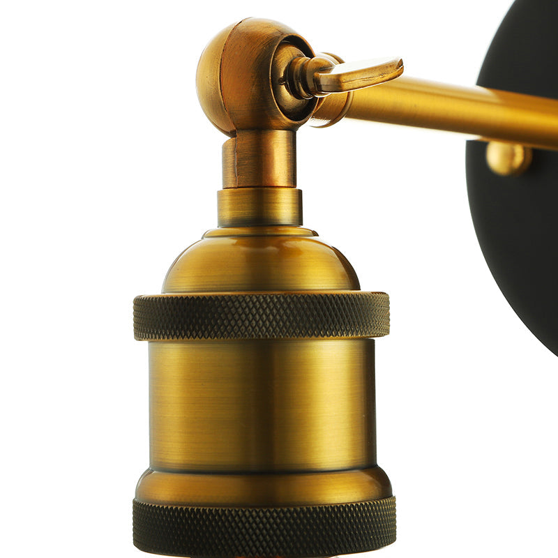 Frendorf | Schwarz/Messing-Finish 1 Kopf Wandlampe Industrieller Metall Mini Wandleuchte mit Nackte Glühbirne für Schlafzimmer
