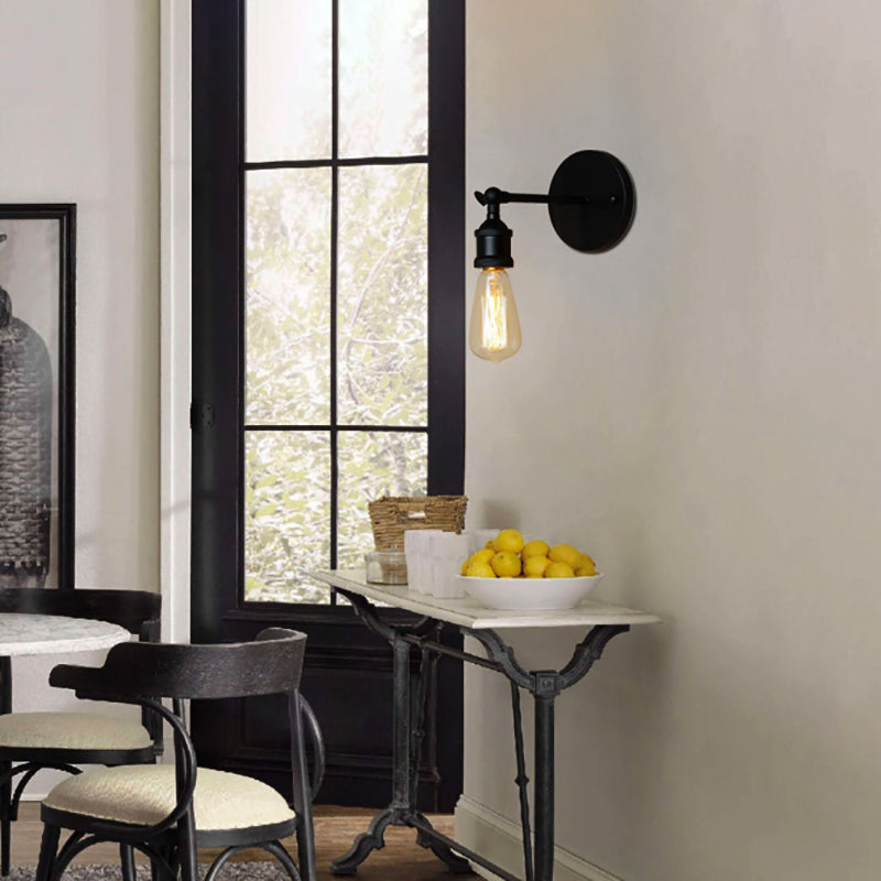 Frendorf | Schwarz/Messing-Finish 1 Kopf Wandlampe Industrieller Metall Mini Wandleuchte mit Nackte Glühbirne für Schlafzimmer