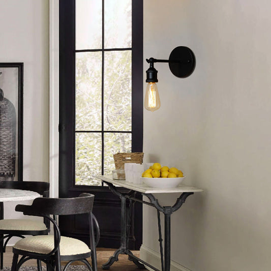 Frendorf | Schwarz/Messing-Finish 1 Kopf Wandlampe Industrieller Metall Mini Wandleuchte mit Nackte Glühbirne für Schlafzimmer