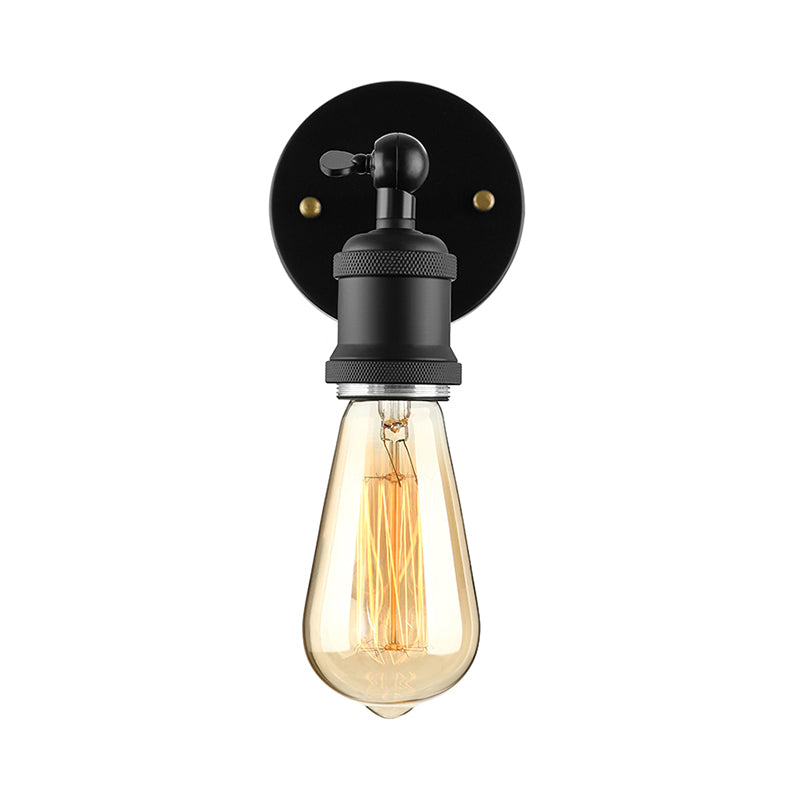 Frendorf | Schwarz/Messing-Finish 1 Kopf Wandlampe Industrieller Metall Mini Wandleuchte mit Nackte Glühbirne für Schlafzimmer