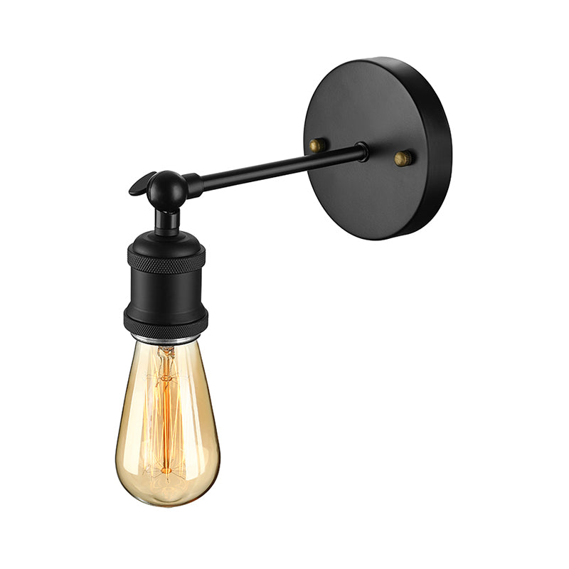 Frendorf | Schwarz/Messing-Finish 1 Kopf Wandlampe Industrieller Metall Mini Wandleuchte mit Nackte Glühbirne für Schlafzimmer