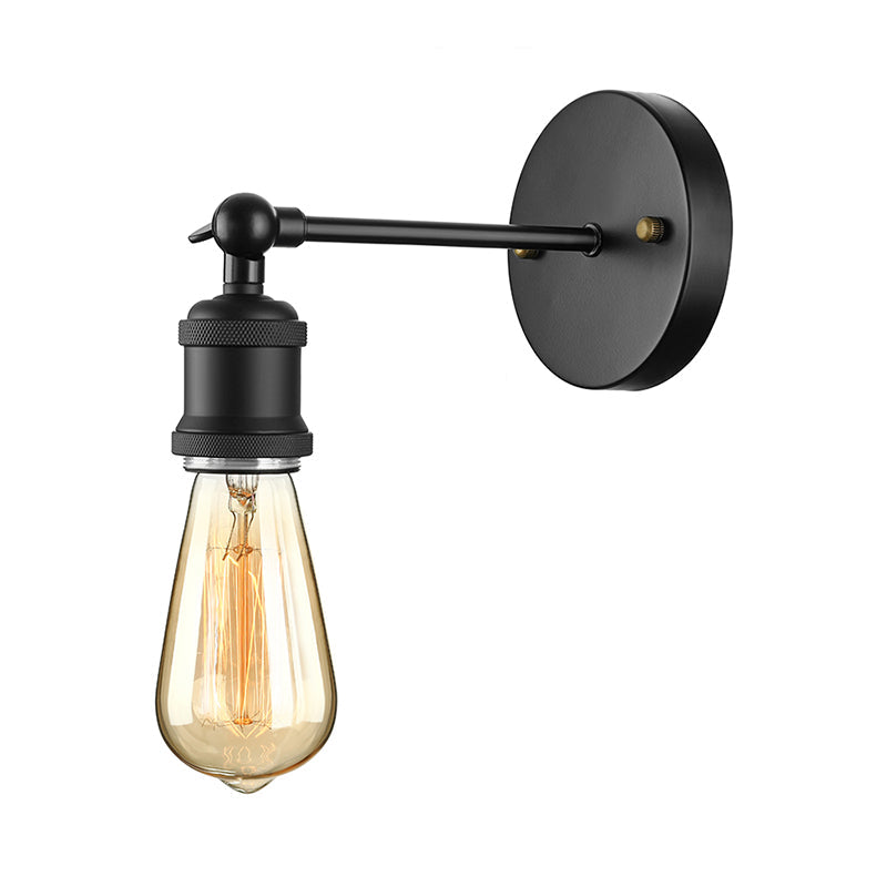 Frendorf | Schwarz/Messing-Finish 1 Kopf Wandlampe Industrieller Metall Mini Wandleuchte mit Nackte Glühbirne für Schlafzimmer
