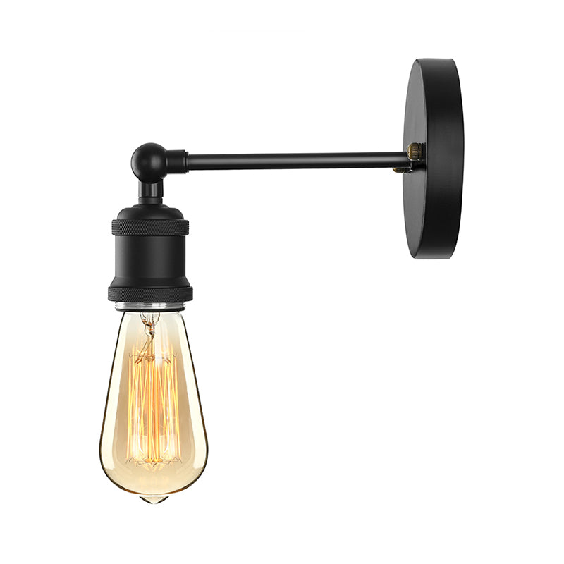 Frendorf | Schwarz/Messing-Finish 1 Kopf Wandlampe Industrieller Metall Mini Wandleuchte mit Nackte Glühbirne für Schlafzimmer