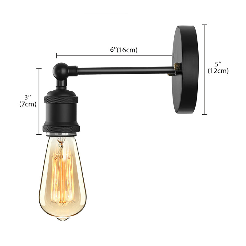 Frendorf | Schwarz/Messing-Finish 1 Kopf Wandlampe Industrieller Metall Mini Wandleuchte mit Nackte Glühbirne für Schlafzimmer