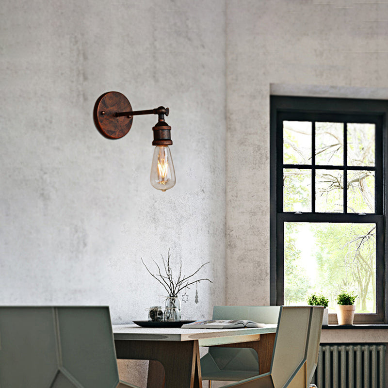 Frendorf | Schwarz/Messing-Finish 1 Kopf Wandlampe Industrieller Metall Mini Wandleuchte mit Nackte Glühbirne für Schlafzimmer